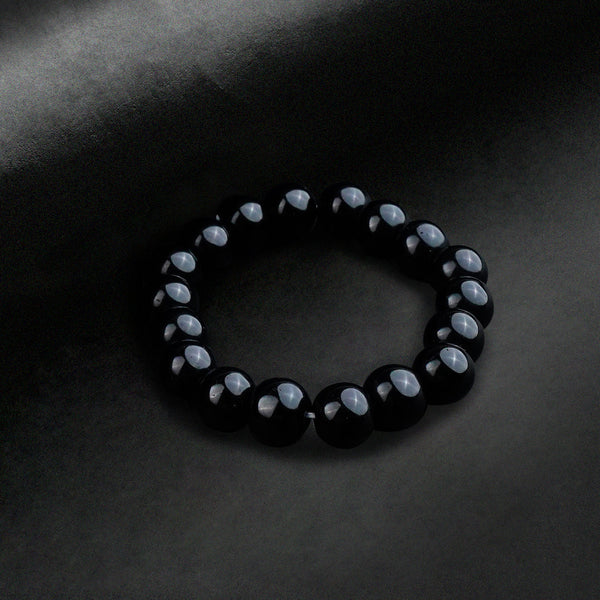 10mm Jet Black Beaded Bracelet