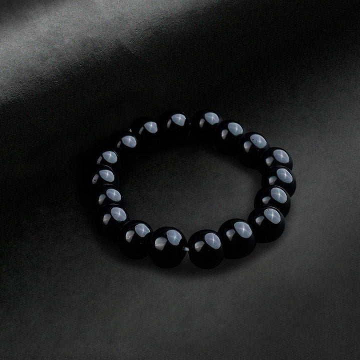 10mm Jet Black Beaded Bracelet