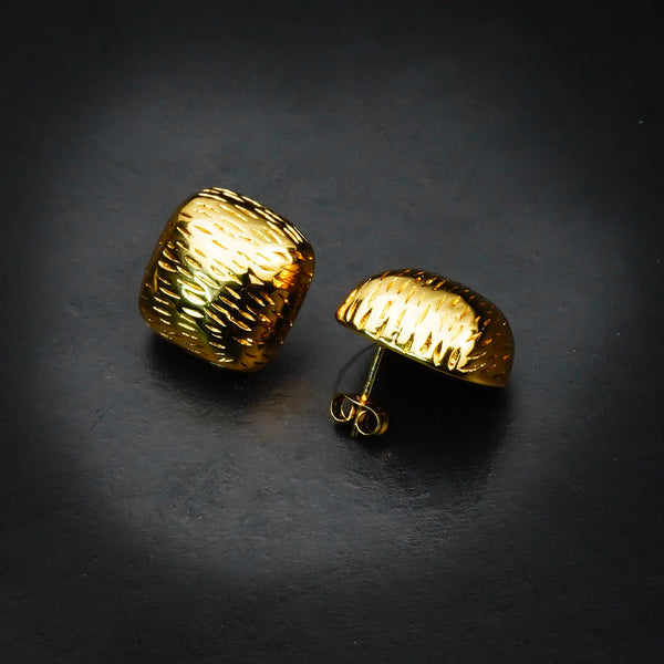Golden Square Chunky Earrings -316L