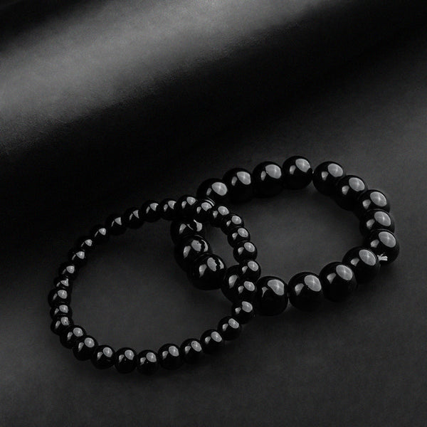 Pair of 2 Black Beaded Bracelet