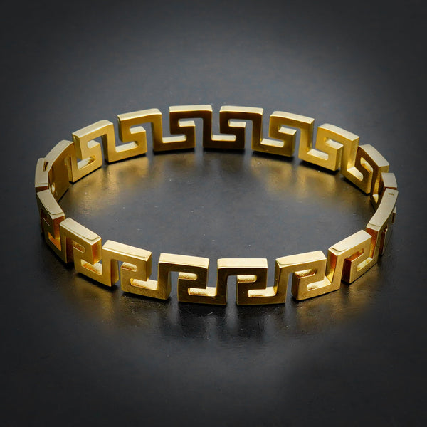 Golden Greek Key Bangle-316L