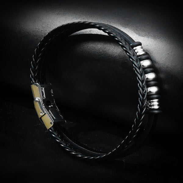11mm Savage Double Layer Leather Strap Bracelet