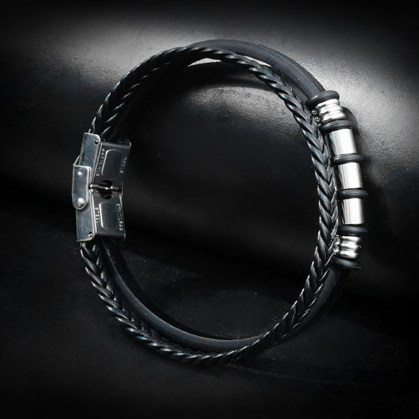 11mm Titan Double Layer Leather Strap Bracelet