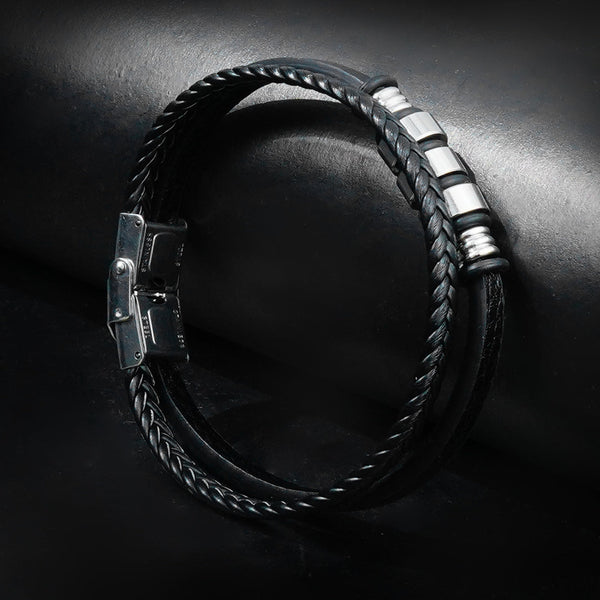 11mm Radiant Double Layer Leather Strap Bracelet