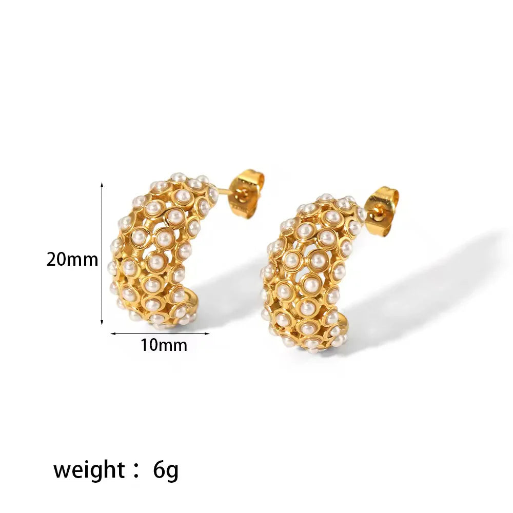 Pearl Pave Hoops