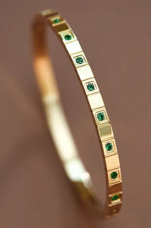 Minimalist Green Filled Bangle