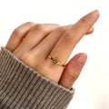 Minimalist Flower Ring (Black & White Duo)