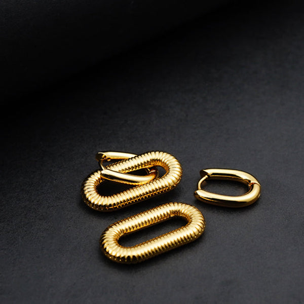 Golden Double Link Earrings -316L