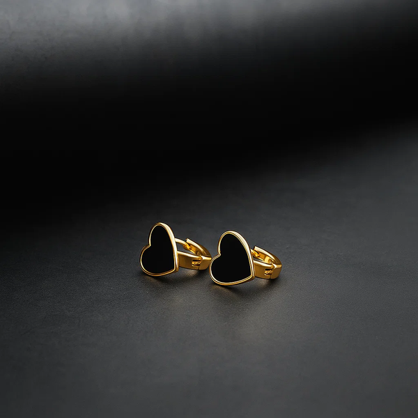 Black Heart Earrings -316L